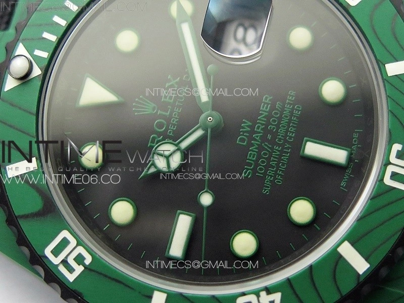 Submariner DIW Green Carbon VSF 1:1 Best Edition Black Dial on Black Nylon Strap VS3135