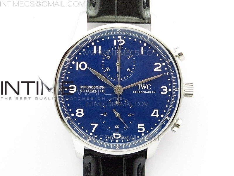 Portugieser Chronograph Edition 150 Years IW371601 ZF 1:1 Best Edition Blue Dial on Black Leather Strap A7750