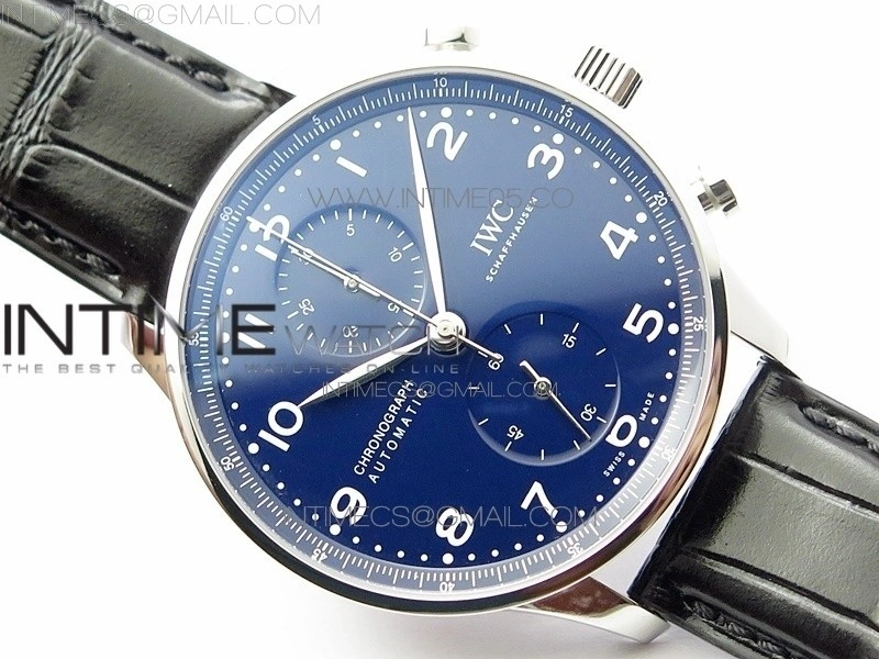 Portugieser Chronograph Edition 150 Years IW371601 ZF 1:1 Best Edition Blue Dial on Black Leather Strap A7750
