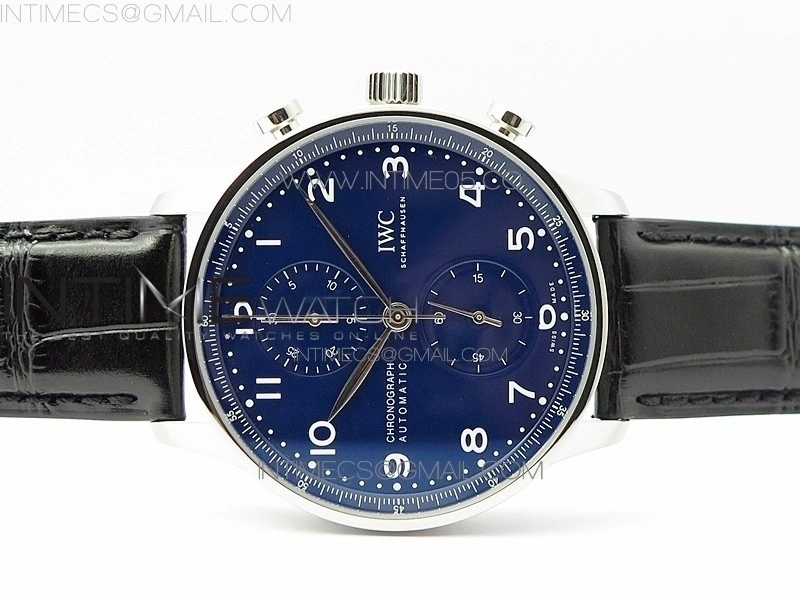 Portugieser Chronograph Edition 150 Years IW371601 ZF 1:1 Best Edition Blue Dial on Black Leather Strap A7750