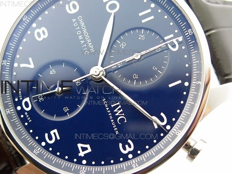 Portugieser Chronograph Edition 150 Years IW371601 ZF 1:1 Best Edition Blue Dial on Black Leather Strap A7750