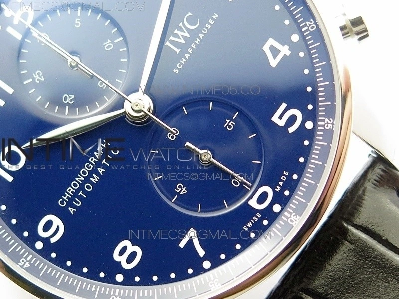 Portugieser Chronograph Edition 150 Years IW371601 ZF 1:1 Best Edition Blue Dial on Black Leather Strap A7750