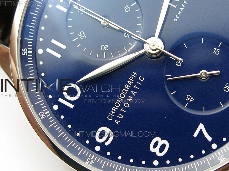 Portugieser Chronograph Edition 150 Years IW371601 ZF 1:1 Best Edition Blue Dial on Black Leather Strap A7750