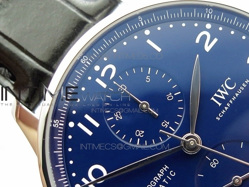 Portugieser Chronograph Edition 150 Years IW371601 ZF 1:1 Best Edition Blue Dial on Black Leather Strap A7750