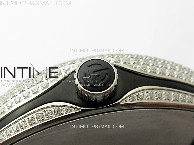 Vanguard V45 Full Diamonds ABF Best Edition Full Paved Diamonds Dial Green Markers On Full Paved Diamonds Bracelet A2824