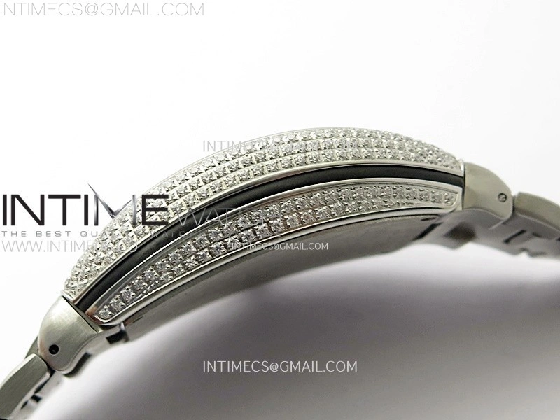Vanguard V45 Full Diamonds ABF Best Edition Full Paved Diamonds Dial Green Markers On Full Paved Diamonds Bracelet A2824