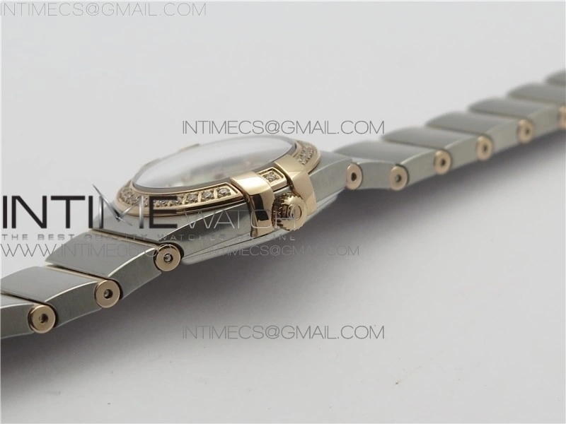 Constellation Ladies 27mm K11F 1:1 Best Edition SS RG Diamonds Bezel White MOP Dial Stick Markers on SS RG Bracelet ETA Quartz