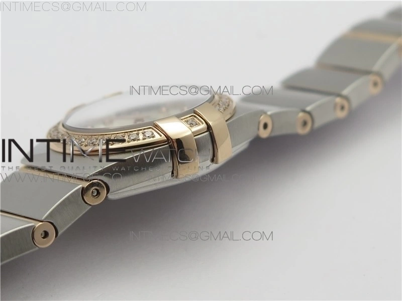 Constellation Ladies 27mm K11F 1:1 Best Edition SS RG Diamonds Bezel White MOP Dial Stick Markers on SS RG Bracelet ETA Quartz