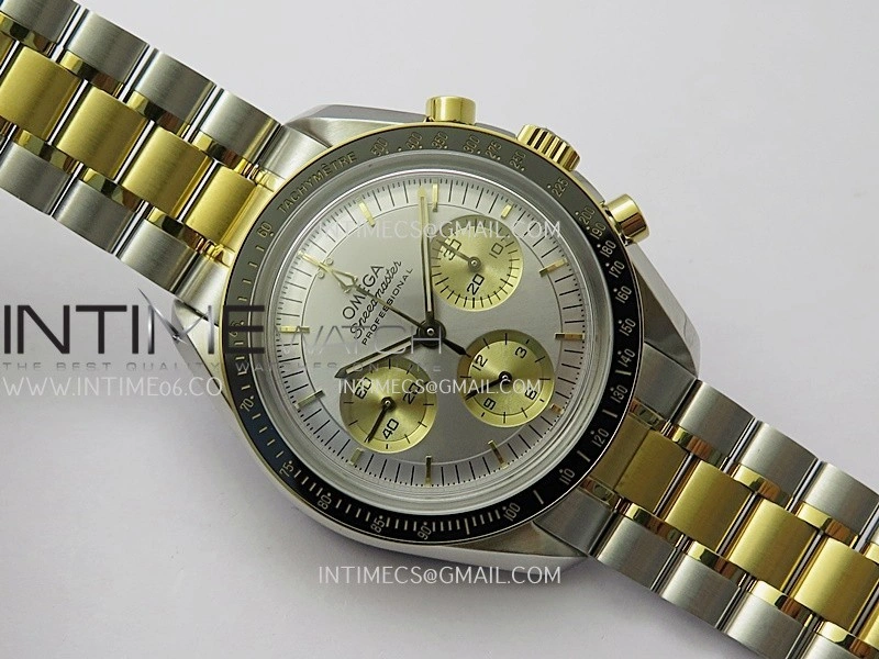 Speedmaster Professional SS YG N1F Best Edition Silver Dial Gold Subdial On SS YG Bracelet Asian 3861