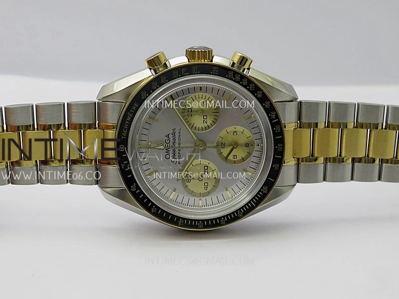 Speedmaster Professional SS YG N1F Best Edition Silver Dial Gold Subdial On SS YG Bracelet Asian 3861