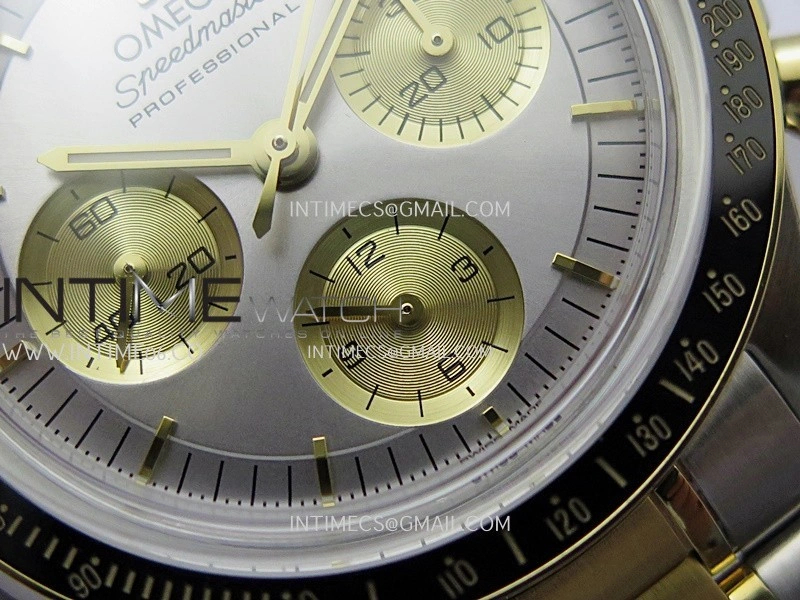 Speedmaster Professional SS YG N1F Best Edition Silver Dial Gold Subdial On SS YG Bracelet Asian 3861
