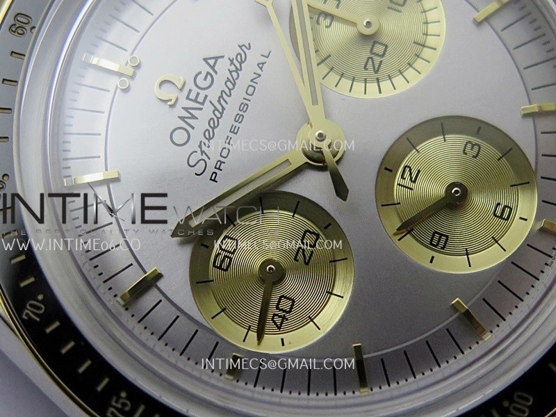 Speedmaster Professional SS YG N1F Best Edition Silver Dial Gold Subdial On SS YG Bracelet Asian 3861