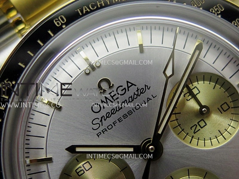Speedmaster Professional SS YG N1F Best Edition Silver Dial Gold Subdial On SS YG Bracelet Asian 3861