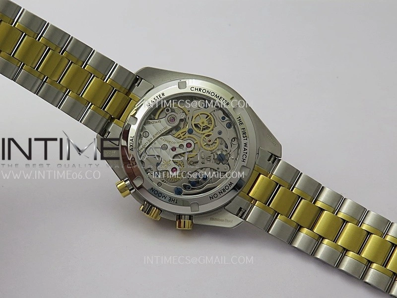 Speedmaster Professional SS YG N1F Best Edition Silver Dial Gold Subdial On SS YG Bracelet Asian 3861