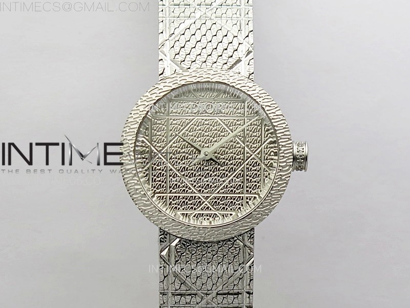 La D de dior Satine 25mm SS 8848F 1:1 Best Edition Silver Dial on SS bracelet Swiss Quartz