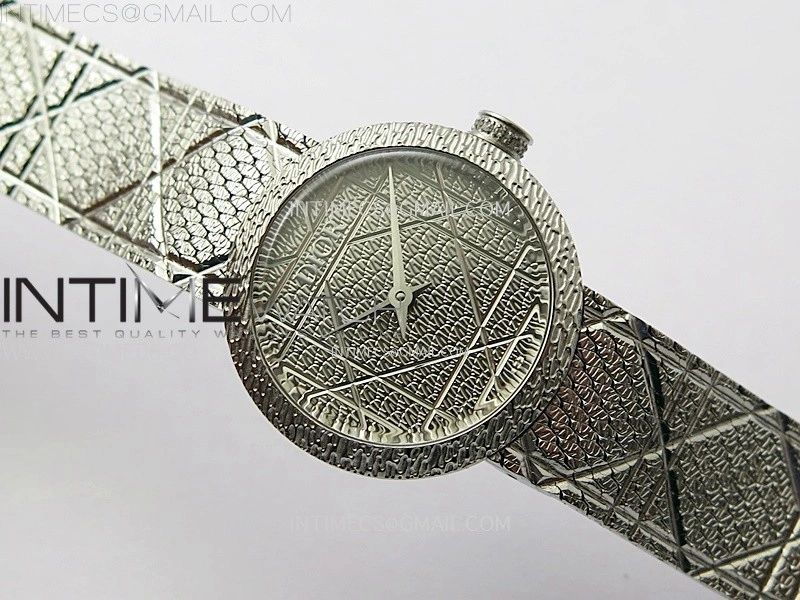 La D de dior Satine 25mm SS 8848F 1:1 Best Edition Silver Dial on SS bracelet Swiss Quartz