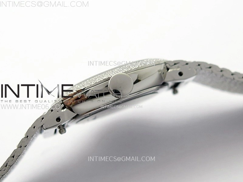 La D de dior Satine 25mm SS 8848F 1:1 Best Edition Silver Dial on SS bracelet Swiss Quartz