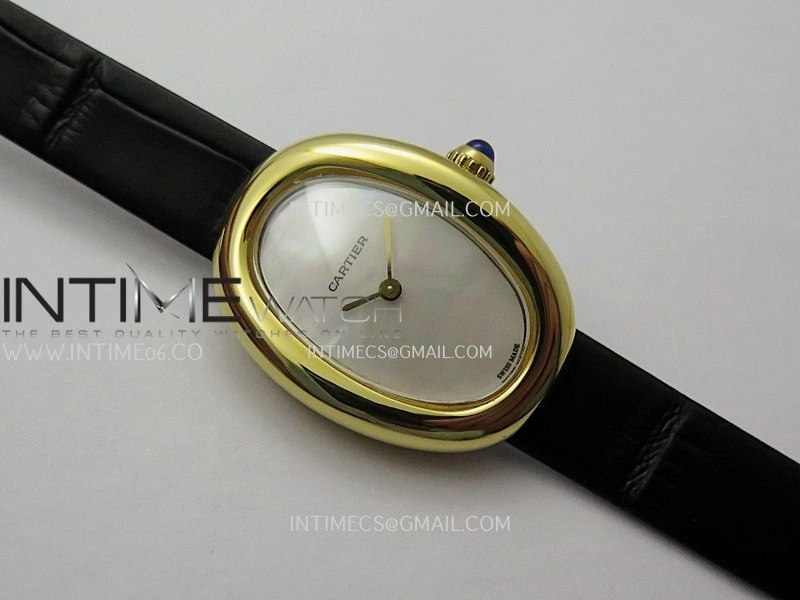 Baignoire Watch YG AF 1:1 Best Edition White MOP Dial On Black Croco Strap RONDA Quartz