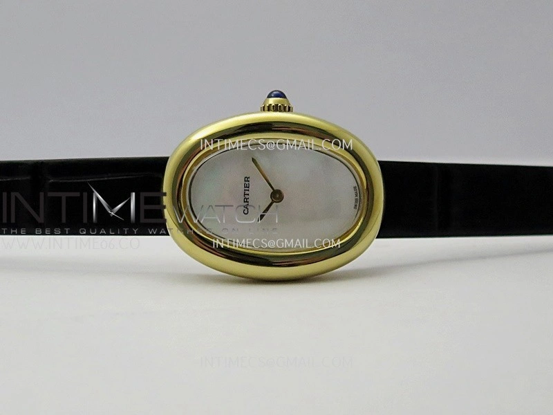 Baignoire Watch YG AF 1:1 Best Edition White MOP Dial On Black Croco Strap RONDA Quartz