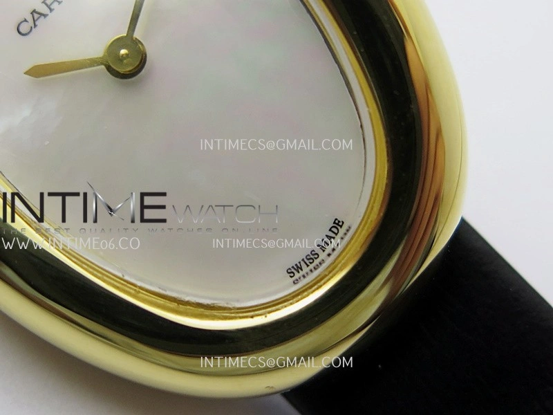 Baignoire Watch YG AF 1:1 Best Edition White MOP Dial On Black Croco Strap RONDA Quartz