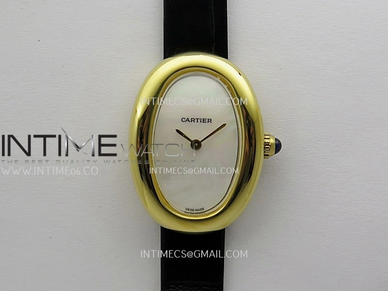 Baignoire Watch YG AF 1:1 Best Edition White MOP Dial On Black Croco Strap RONDA Quartz