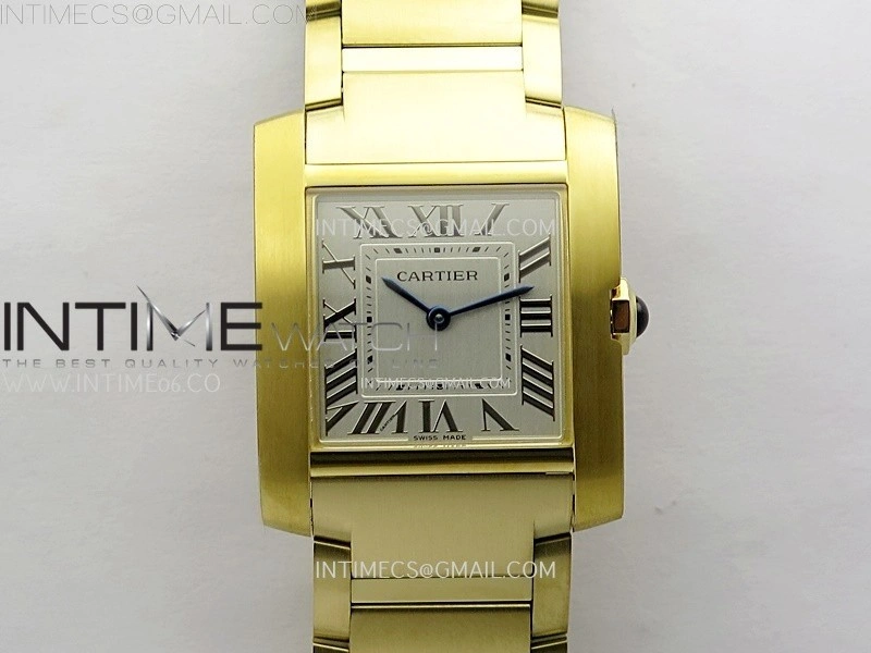 Tank Francaise Ladies 27mm YG 8848F 1:1 Best Edition Silver Dial on YG Bracelet Ronda Quartz