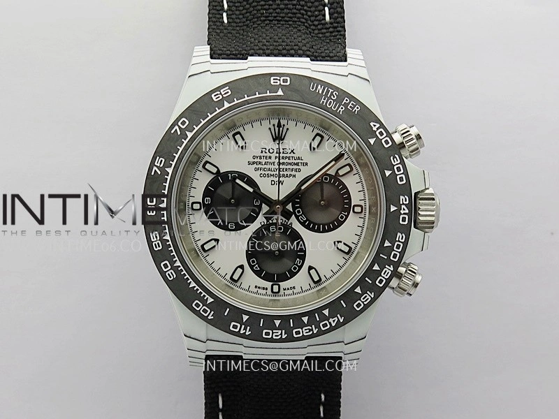 Daytona DIW White Carbon DIWF Best Edition White Dial Black Subdial On Black Nylon Strap A4801