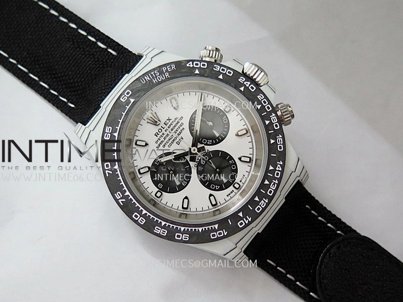 Daytona DIW White Carbon DIWF Best Edition White Dial Black Subdial On Black Nylon Strap A4801