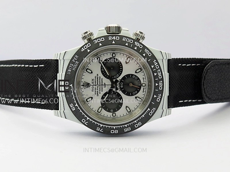 Daytona DIW White Carbon DIWF Best Edition White Dial Black Subdial On Black Nylon Strap A4801