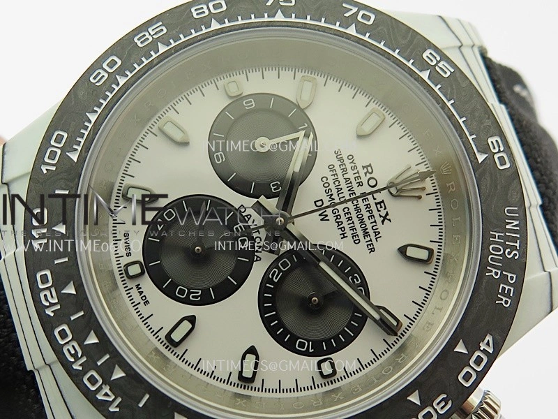 Daytona DIW White Carbon DIWF Best Edition White Dial Black Subdial On Black Nylon Strap A4801
