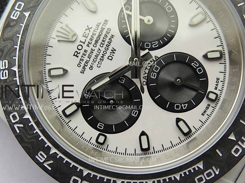 Daytona DIW White Carbon DIWF Best Edition White Dial Black Subdial On Black Nylon Strap A4801