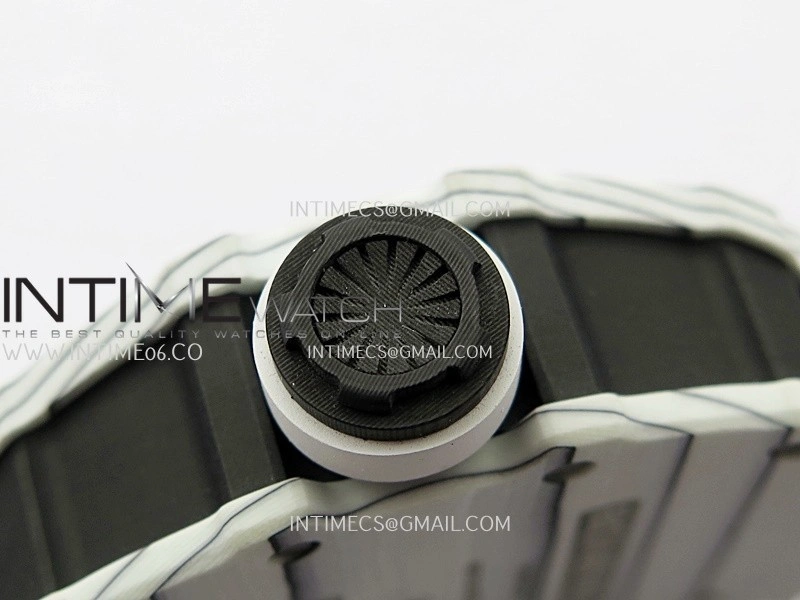 RM035-01 White Carbon ZF Best Edition Skeleton Dial On White Rubber Strap Super Clone RMUL2