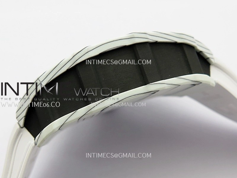 RM035-01 White Carbon ZF Best Edition Skeleton Dial On White Rubber Strap Super Clone RMUL2