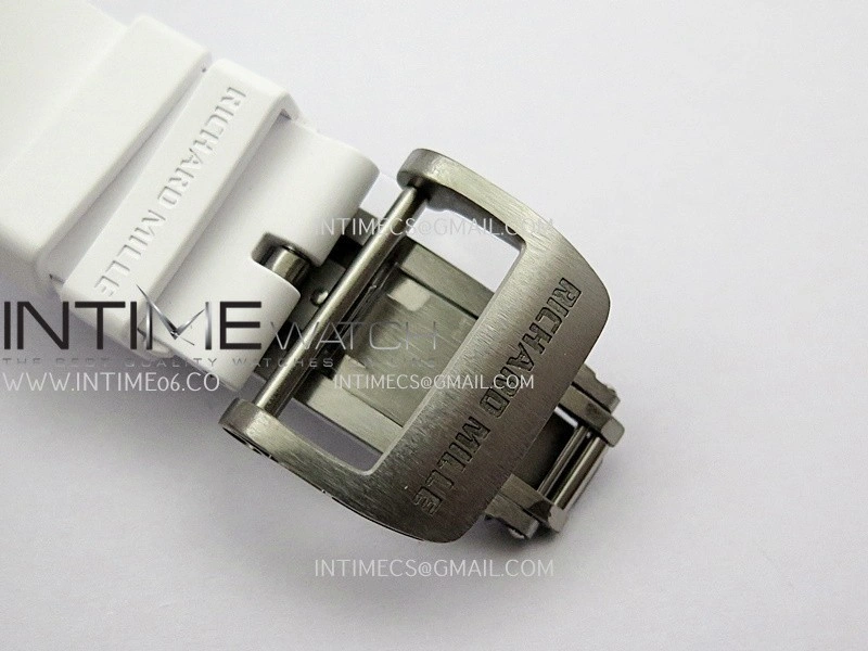 RM035-01 White Carbon ZF Best Edition Skeleton Dial On White Rubber Strap Super Clone RMUL2
