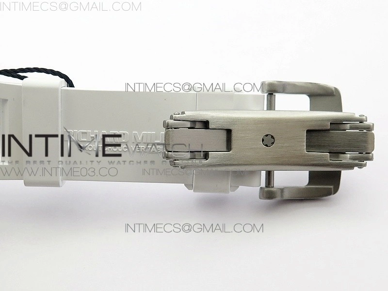 RM051 Real White Ceramic Case KVF Best Edition Skeleton Dial on White Rubber Strap MIYOTA8215