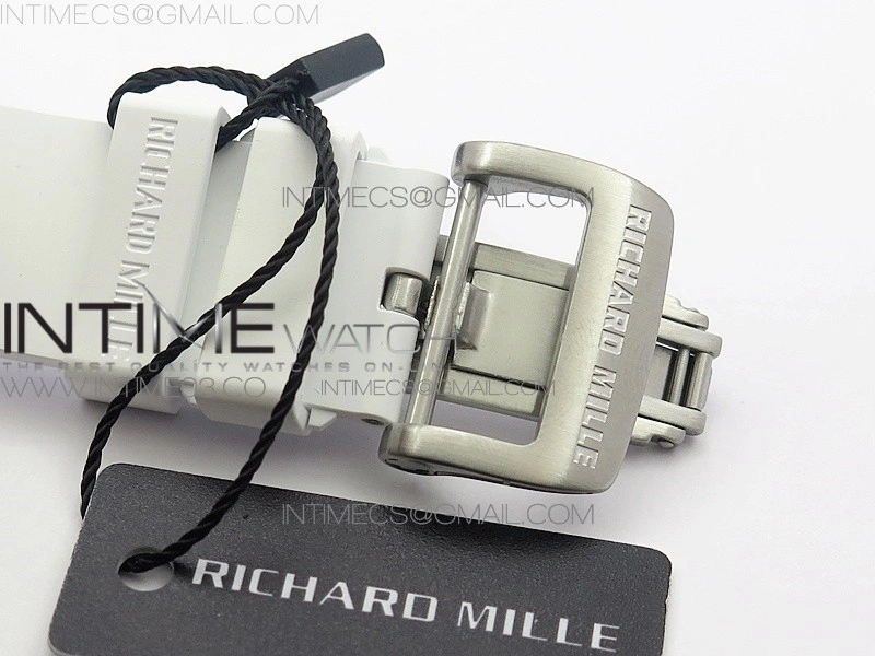 RM051 Real White Ceramic Case KVF Best Edition Skeleton Dial on White Rubber Strap MIYOTA8215