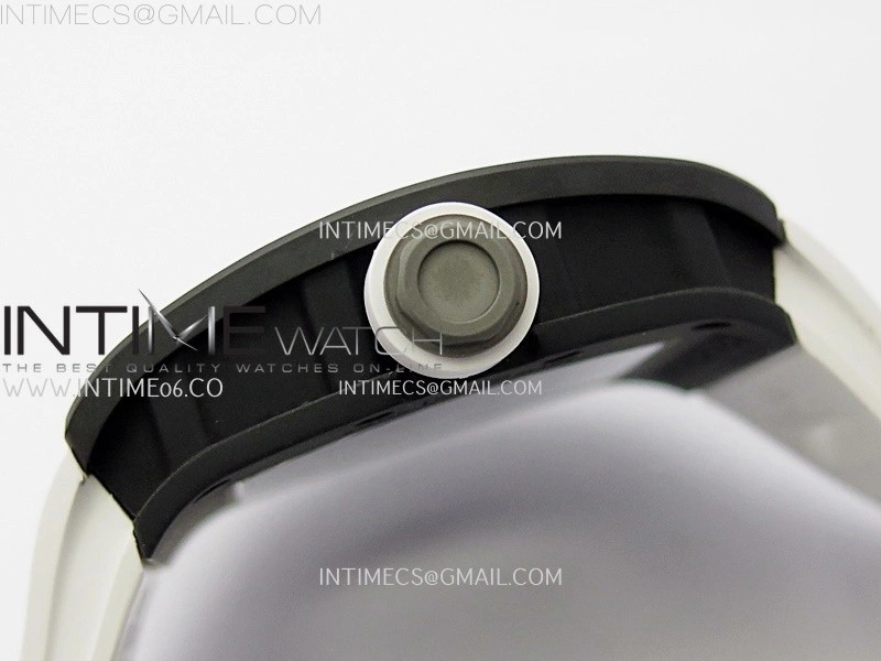 RM055 Black Ceramic White Inner RMF Best Edition Skeleton Dial On White Rubber Strap RMUL2 Super Clone