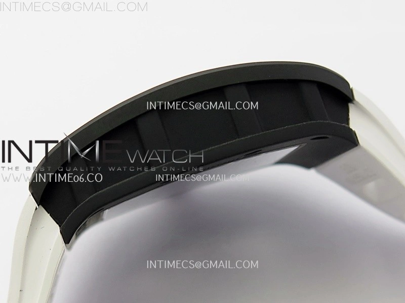 RM055 Black Ceramic White Inner RMF Best Edition Skeleton Dial On White Rubber Strap RMUL2 Super Clone