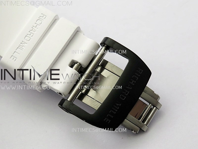 RM055 Black Ceramic White Inner RMF Best Edition Skeleton Dial On White Rubber Strap RMUL2 Super Clone