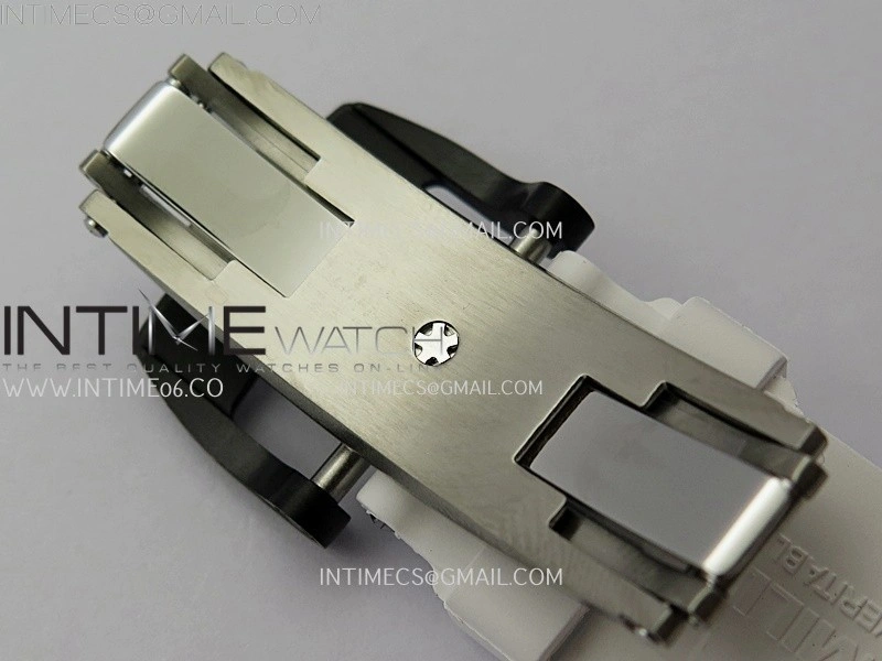 RM055 Black Ceramic White Inner RMF Best Edition Skeleton Dial On White Rubber Strap RMUL2 Super Clone