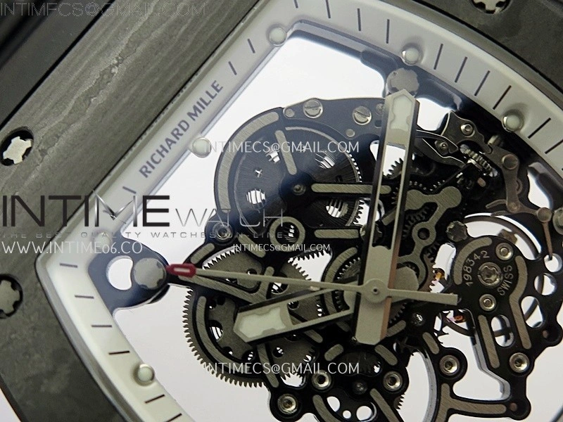RM055 Real NTPT White Inner RMF Best Edition Skeleton Dial on Black Rubber Strap RMUL2 Super Clone