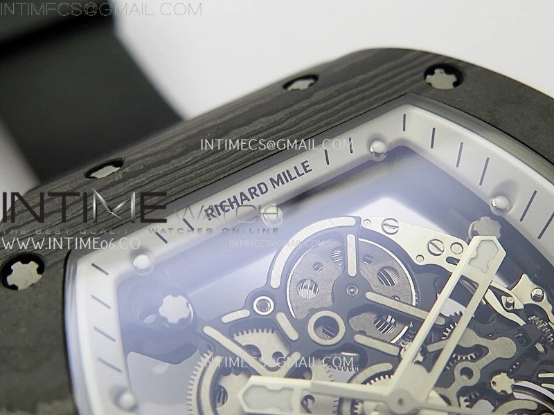 RM055 Real NTPT White Inner RMF Best Edition Skeleton Dial on Black Rubber Strap RMUL2 Super Clone