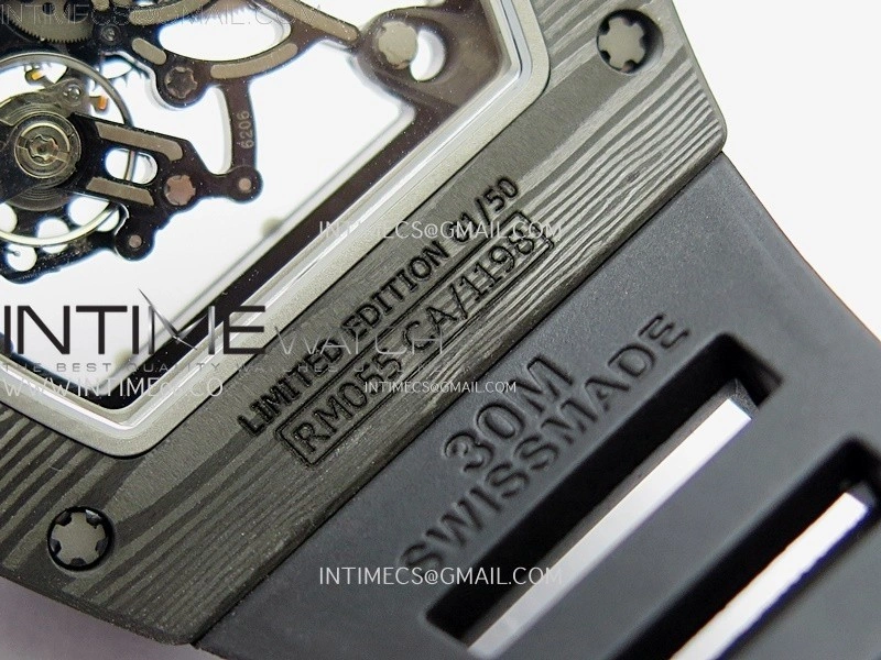 RM055 Real NTPT White Inner RMF Best Edition Skeleton Dial on Black Rubber Strap RMUL2 Super Clone