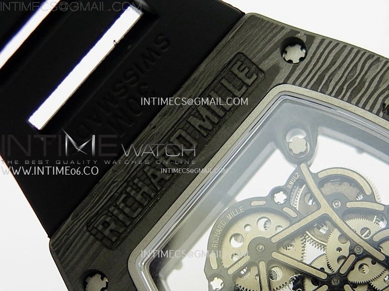 RM055 Real NTPT White Inner RMF Best Edition Skeleton Dial on Black Rubber Strap RMUL2 Super Clone