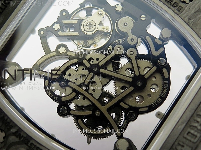 RM055 Real NTPT White Inner RMF Best Edition Skeleton Dial on Black Rubber Strap RMUL2 Super Clone