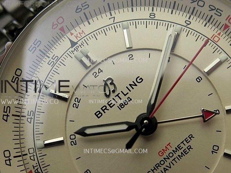 Navitimer 41mm GMT SS BLSF 1:1 Best Edition Champagne Gold Dial on SS Bracelet A2836