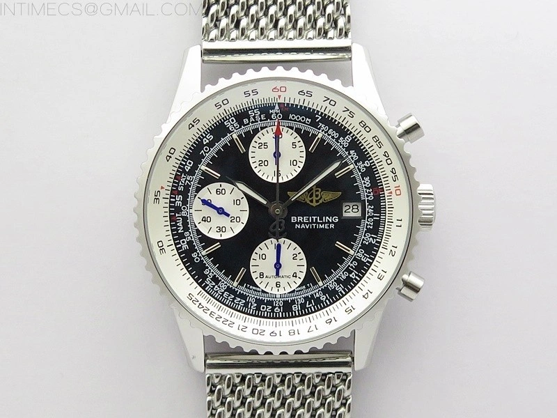 Navitimer 41mm SS B50 Best Edition SS Black Dial Stick Markers on SS Bracelet A7750