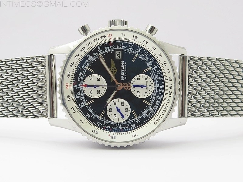 Navitimer 41mm SS B50 Best Edition SS Black Dial Stick Markers on SS Bracelet A7750