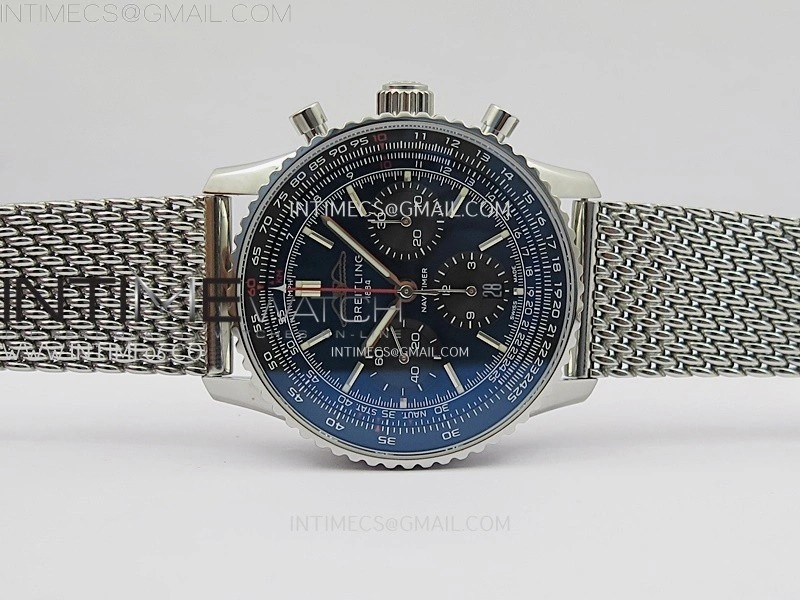 Navitimer B01 43mm SS B50 Best Edition Blue Dial Black Subdial On SS Bracelet A7750
