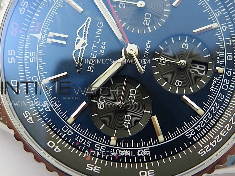 Navitimer B01 43mm SS B50 Best Edition Blue Dial Black Subdial On SS Bracelet A7750
